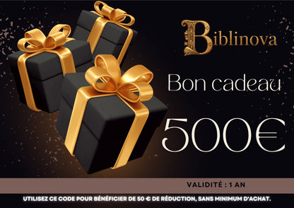 Illustration de la carte cadeau Biblinova d'un montant de 500 euros